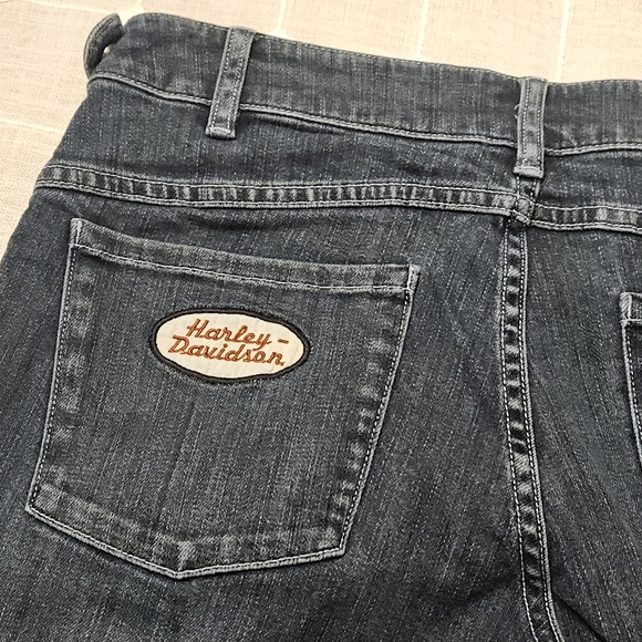 Y2K Vintage Harley Davidson Biker Bootcut Jeans Patch Zippers Womens 10 Long - Picture 8 of 16
